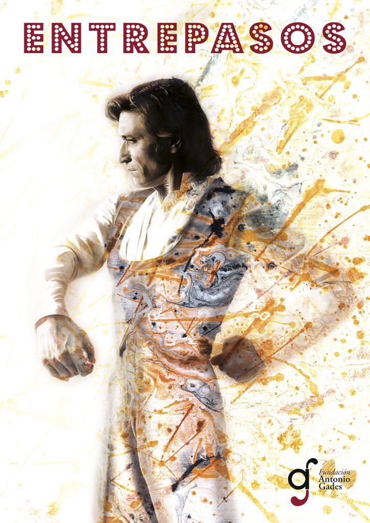 "Entrepasos" - 70 x 100 cm - 2021 Es un retrato artístico con toques fantásticos, en el cual se a la figura de Antonio Gades justo antes de dar el siguiente paso de baile, llenando el vacío su mirada. Los pasos dados hasta el momento se ven por detrás en sentido figurado y abstracto - Pintura digital realizada a mano (Hand-painted)