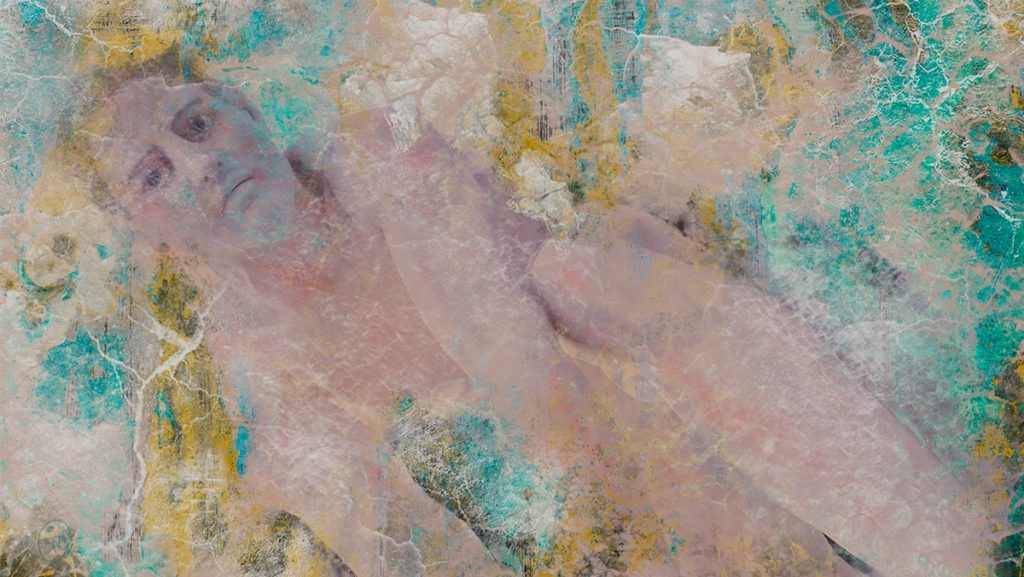 Hombre que mira de frente, abstracción al fresco.